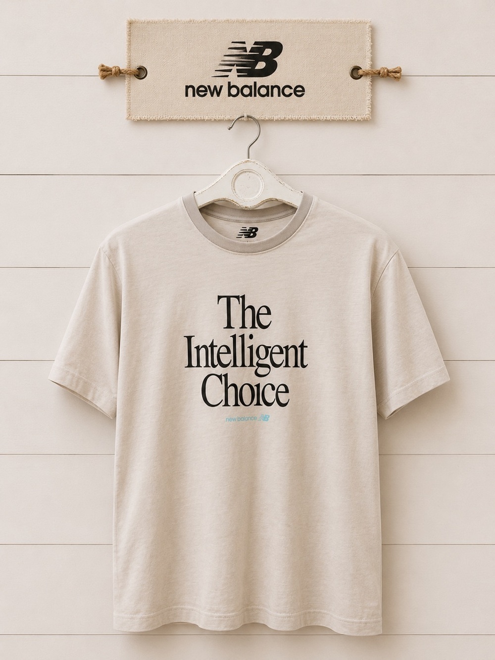 NEW BALANCE “The Intelligent Choice” Cream Graphic Tee Size M
